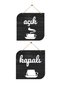 Open Closed Written Black Sheet Wood Embossed Store Door Direction Sign (Turkish) - 2