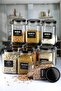 12 Pieces 1600 Cc Cornered Labeled Glass Spice and Pulses Jar with Black Lid