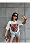 Tiger Printed T-shirt with Pearls - 4