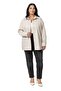 Plus Size Pocket Detailed Gabardine Beige Jacket Shirt - 2