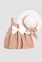 Flexible and Bow Baby Girl Dress - Hat and Gingham Pattern