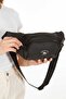 Unisex Black 3 Compartment Shoulder and Waist Bag Soft Textured - 5