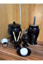 Naomi Collection 5 Piece Bathroom Set - Ceramic, Black-Dark - 2