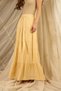 Maxi Length Camel Skirt with Flounces, Elastic Waist and Belt Detail - 6