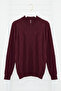 Bordo Regular Fit Pamuklu Yarım Balıkçı Fermuarlı Yaka Smart Triko Kazak TMNAW23KZ00215 - 6