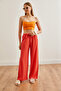 Women's Coral Geometric Patterned Woven Viscose Palazzo Trousers Pnt-19000282 - 4