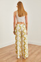 Women's Batik Green Patterned Linen Palazzo Trousers Pnt-19000284 - 5