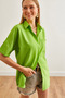 Women's Pistachio Green Single Pocket Striped Flowy Shirt Gml- 19001223