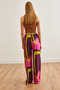 Women's Tan Fuchsia Patterned Woven Viscose Palazzo Trousers Pnt-19000282 - 6
