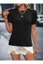 Women's Knitwear Blouse - Short Sleeve and Collar Detail - 5