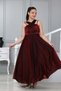 Girl's Evening Dress with Fixed Glitter Fabric Lining Graduation Gown - 4