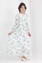 Girl's Lined Full-Length Floral Patterned Long Chiffon Dress with Non-Interior Necklace Detail - 8