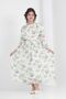 Girl's Lined Full-Length Floral Patterned Long Chiffon Dress with Non-Interior Necklace Detail - 3