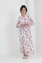 Girl's Lined Full-Length Floral Patterned Long Chiffon Dress with Non-Interior Necklace Detail - 6