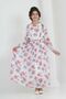 Girl's Lined Full-Length Floral Patterned Long Chiffon Dress with Non-Interior Necklace Detail - 3
