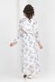 Girl's Lined Full-Length Floral Patterned Long Chiffon Dress with Non-Interior Necklace Detail - 8