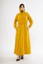 Women's Drawstring Waist Hooded Long Dress - Mustard - 6