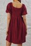 Women's Square Neck Watermelon Sleeve Robadan Mini Dress - Burgundy - 6