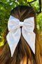 Women's White Satin Clip Automatic Bow Buckle