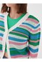 V-Neck Striped Long Sleeve Women's Knitwear Cardigan - 4