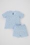 Patterned Short Sleeve Baby Girl Pajama Set - B1228a523hs - 6