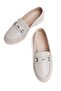 Ardo Beige Gold Buckle Leather Thin Sole (3cm) Loafer Women's Shoes - 3