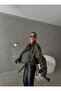 Women's Look Washed Bomber Leather Biker Jacket with Faux Belt - 3