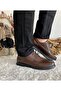 Full Orthopedic Inner and Outer Genuine Brown Leather Laced Soft Lightweight Men's Dad Shoes - 6