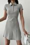 Polo Neck Piece Camisole Dress Gray - 3
