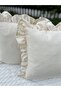 Linen Bohemian Frilly Vintage 4-Piece Square Throw Pillow Cover - 6