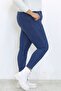 Large Size Oversize Dark Blue High Waist Lycra Jeans Trousers (DISPENDER) - 4