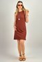 Women's Zero Sleeve Combed Cotton Long Tunic Underwear Brown - 4