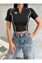 Gothic Vintage Zipper Detail Crop Body - 2