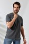 Men's 100% Cotton Combed Cotton Compact Crew Neck Comfort Fit Basic T-Shirt 21751 Anthracite Melange - 3