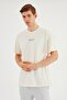 Leo Men's Oversize T-Shirt 100% Cotton Crew Neck Print Detailed Basic Ecru T-Shirt - 4