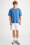 LIONEL Men's Cargo Pocket Elastic Waist Comfort Fit White Shorts - 2