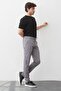 Men's Gray Elastic Waist Lace-Up Woven Lycra Flexible Modern Slim Fit Jogger Pants - 3