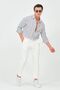 Stretch Fabric Narrow Leg - Men's Cream Color Regular Fit Trousers - 6