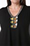 Black V-Neck Ethnic Beaded Dress - 2