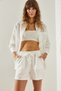 Women's White Pocket Detailed Waist Tie Muslin Linen Shorts & Bermuda 60251347 - 2