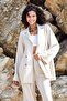 Natur Unlined Wide Cut Linen Jacket with Side Slits 27262