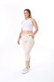Beige Capri - Elastic Waist and Pocket