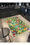 Green Colored Embroidered Themed Patterned Woven Base and Washable Carpet Miravip9394 - 2
