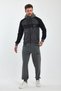 Men's Crochet Detailed Double Pocket Hooded Zippered Sports Tracksuit Set - 8