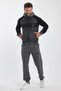 Men's Crochet Detailed Double Pocket Hooded Zippered Sports Tracksuit Set - 3