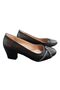 Women's Black Jewelled Blunt Toe Mother Anatomical Cup Short Thick Heeled Comfortable Daily Evening Dress Shoes - 3