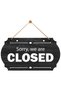 Open Closed Lettering Black Sheet Wood Embossing Store Door Sign (English) - 2