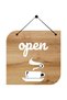 Open Closed Lettering Brown Sheet Wood Embossing Store Door Sign (English) - 3