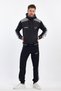 Men's Hooded Zip-Up Sports Tracksuit Set with Raglan Sleeves - Black - 5