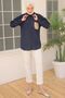 2061 Embroidery Detailed Pocket Shirt Navy Blue - 5